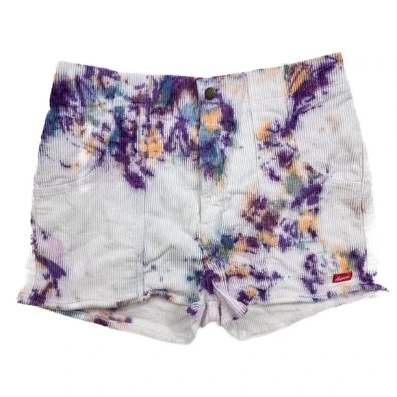Hammies Purple Tie Dye Stretch Corduroy Retro Shorts Women's Size 34x2 - Picture 2 of 5